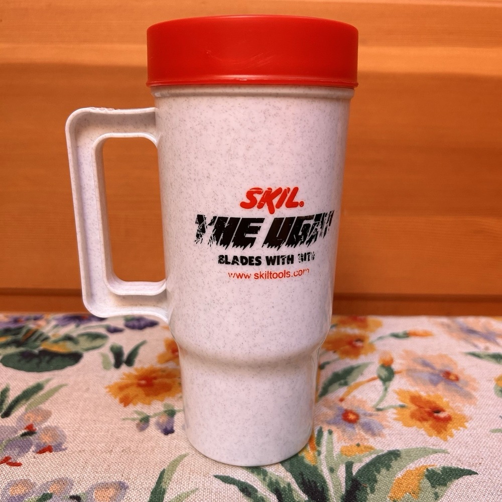 VTG SKIL Tools THE UGLY BLADES WITH BITE Travel Refill Coffee Cup Mug Lid USA